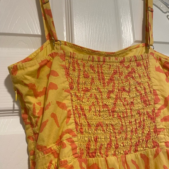 Derek Lam Women’s Sleeveless Midi Cotton Yellow Pink Ruffle Dress size 40 medium - Picture 4 of 13